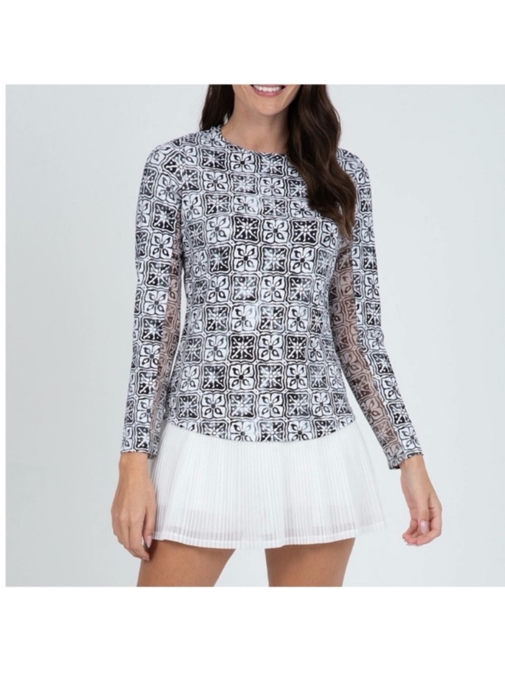 NWT IBKUL Kathy Print Long Sleeve Top Size Medium